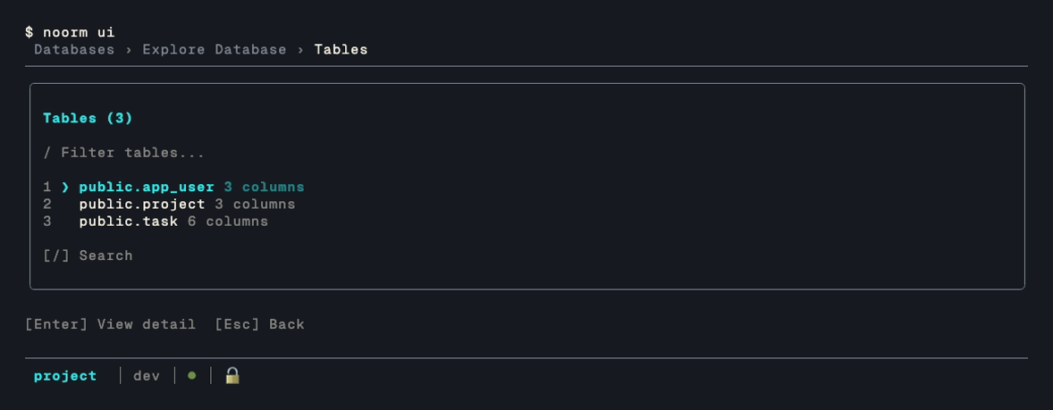The explorer table list