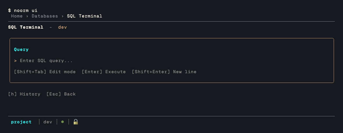 The built-in SQL terminal